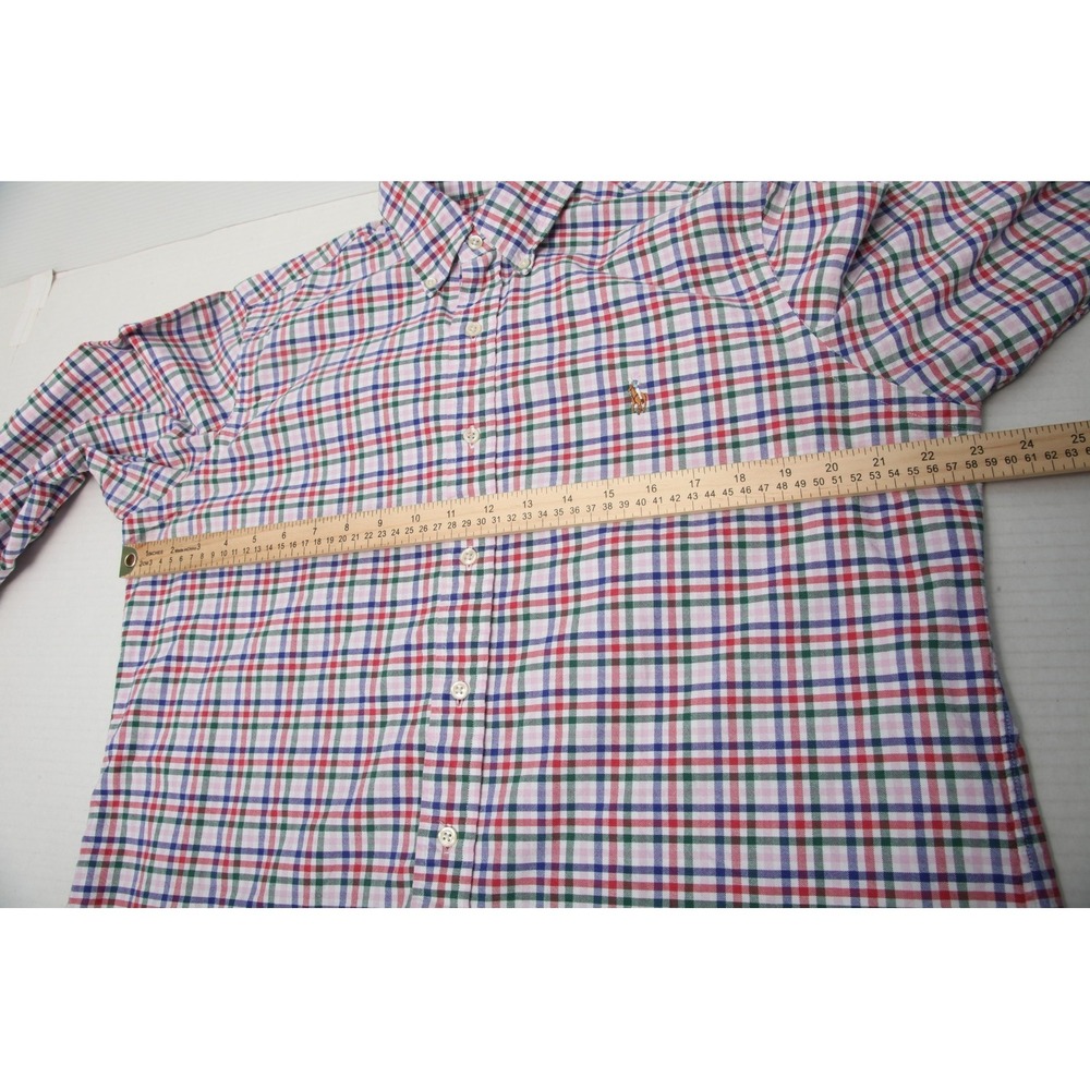 Ralph Lauren Shirt Mens Large Multicolor Plaid Cotton Button Down Flesh Pony - Picture 7 of 11